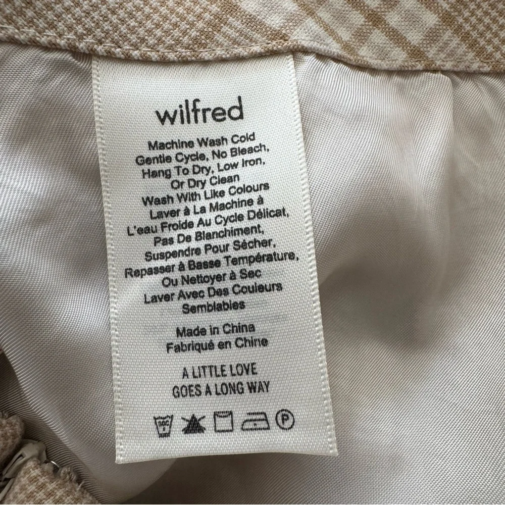 Aritzia Wilfred Tan adoring Front Wrap Plaid Skirt size 2 - Picture 9 of 10